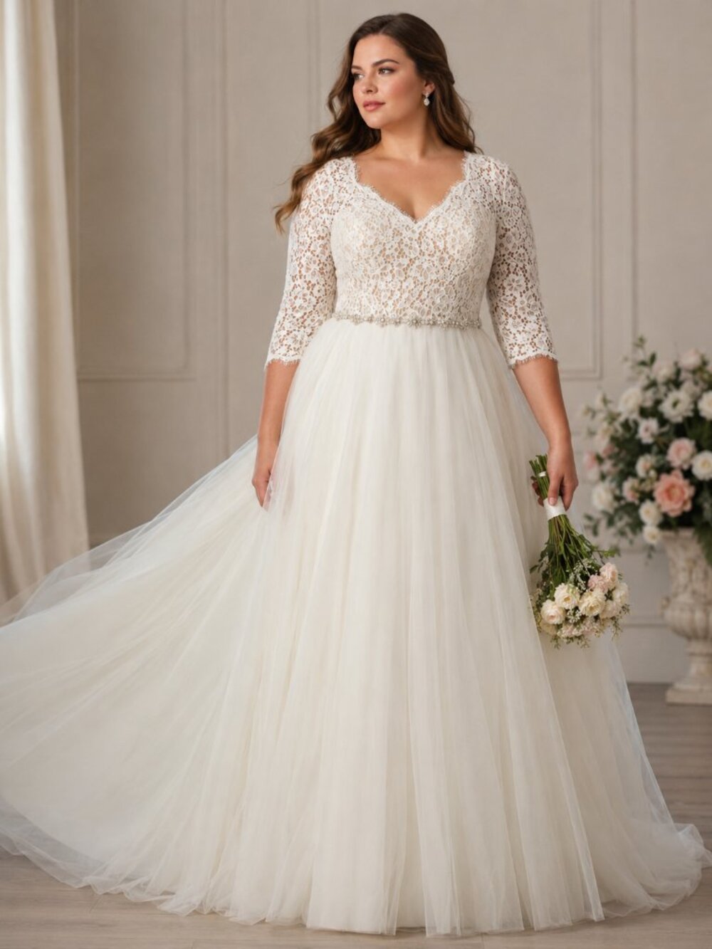 Rebecca Ingram Wedding Dress | Size 14 | NWOT Sample | Ivory/Nude | Lace A-Line
